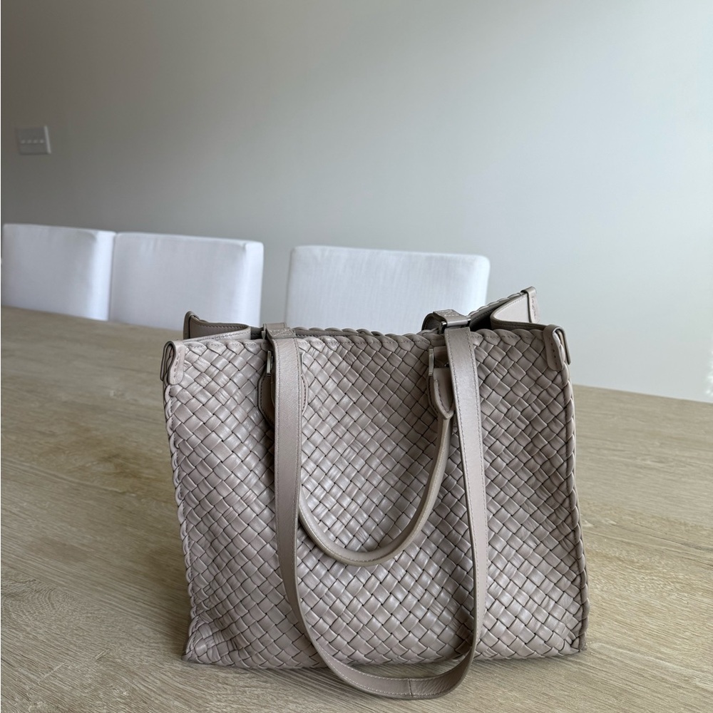 Falor Woven Leather Tote Bag - Gray